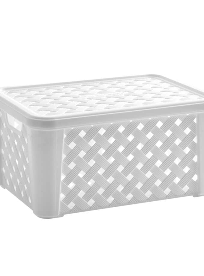 Cesto organizador com tampa Rattan - 5 litros - Ref. 709 Branco