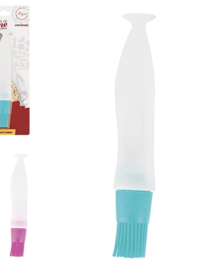 Pincel Culinário De Silicone Colors Com Reservatório 18cm