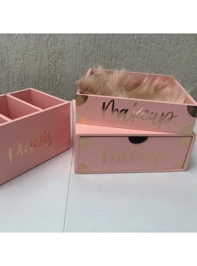 Kit maquiagem decorativo para porta pincéis, perfumes - inspiração tiffany, louis vitton