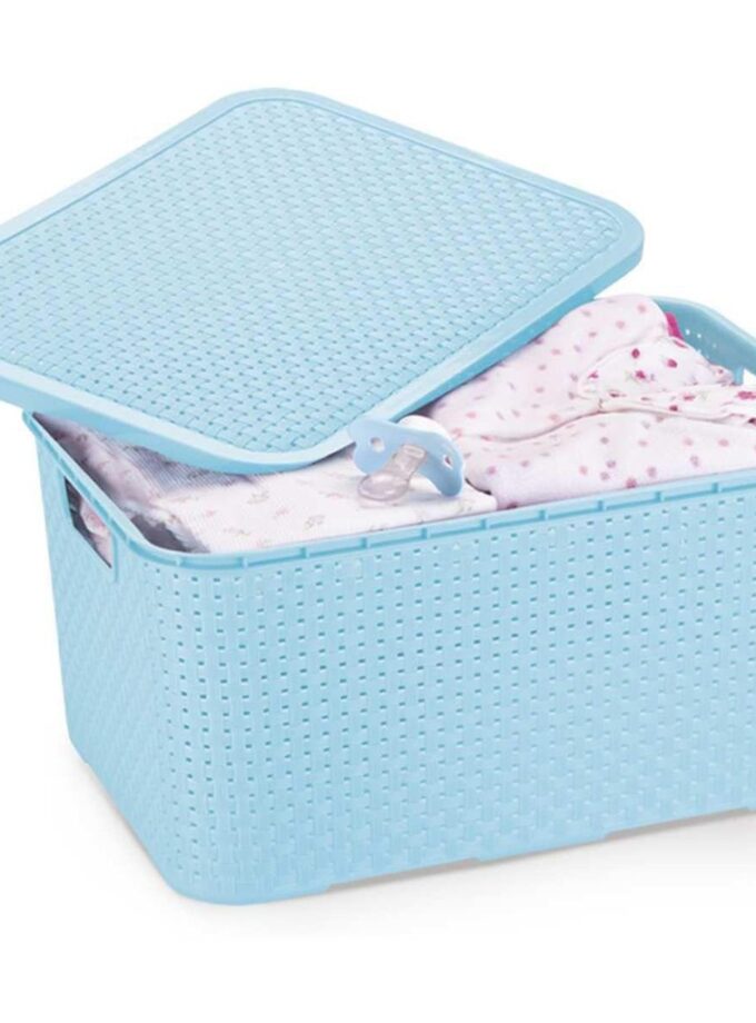Caixa Rattan 7 litros - 29x19x14cm - Rosa e Azul
